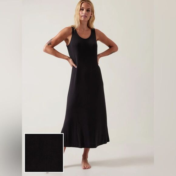 Athleta | NWT Black Well Rested Rib Sleep Tank Dress Size M - Picture 7 of 7